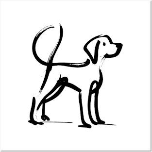 This is a simple black ink drawing of a dog Posters and Art